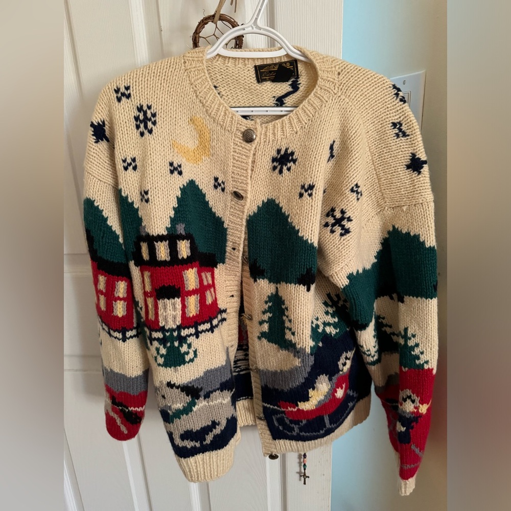 1989 Vintage LL Bean Wool Cardigan with Metal Buttons